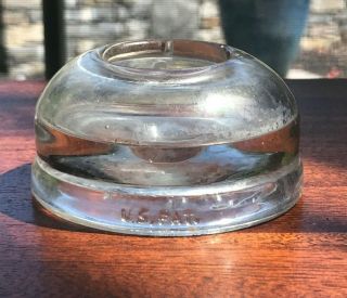 Vintage Clear Glass Ink Bottle - Squat,  Almost Paper Weight Shape.  Smooth Curve