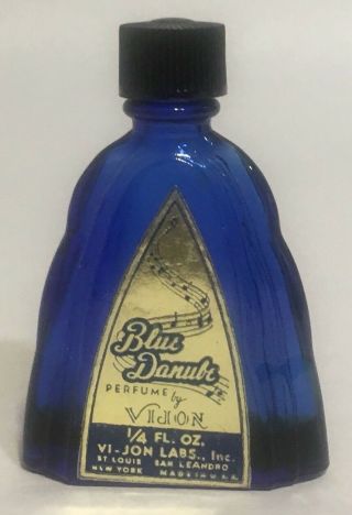 Vijon Blue Danube Vintage Cobalt Miniature Mini Perfume Bottle 2 - 1/4 "