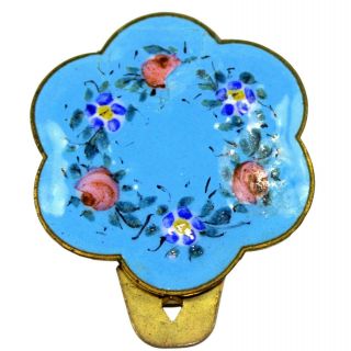 Vintage Blue Pink Red Green Yellow Enamel Hand Painted Flower Dress Clip