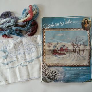 Paragon Stitchery By Julie Eisenhower White Church In The Country Kit Vtg 1975