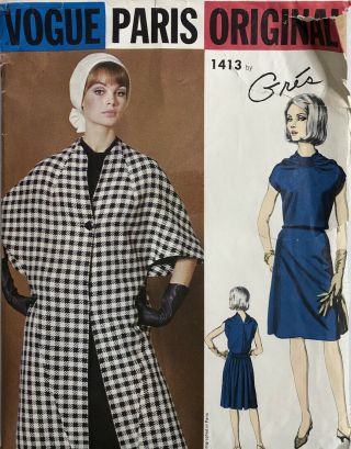 Vintage Vogue 1413 Paris Gres Coat & Dress Sewing Pattern Cut Complete