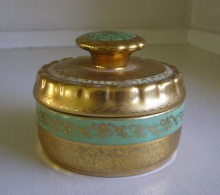 Le Mieux China 24k Gold Powder Jar Trinket Box From Vanity Dresser Set