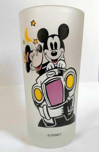 Mickey Mouse Mobile Monkeys Of Melbourne Frosted Drinking Glass Vintage Disney