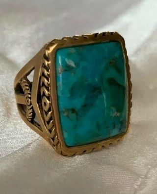 Vintage Barse Turquoise Ring Hammered Copper Size 9 From Thailand