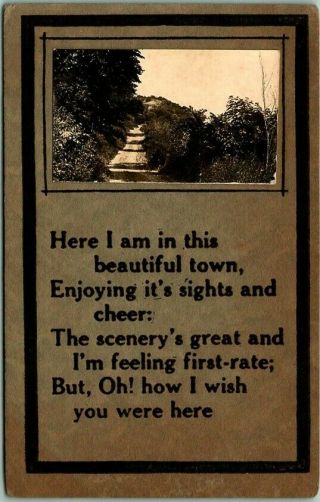 Vintage Brownville,  Nebraska Postcard Poem W/ Add - On Road Photo - 1913 Cancel