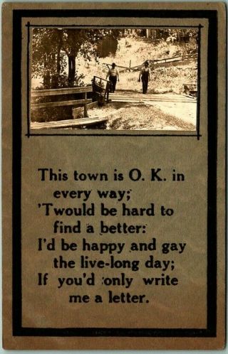 Vintage Brownville,  Nebraska Postcard Poem W/ Add - On Real Photo - 1913 Cancel