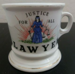 Vintage Ceramic Occupational Shaving Coffee Mug Lawyer Justice For All