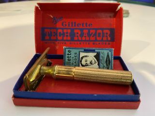 Vintage 1940’s Gillette Tech Razor With Box & Blades