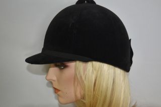 Equestrian Vintage Cycolac Safety Crown Black Velvet Riding Helmet 7 3/8
