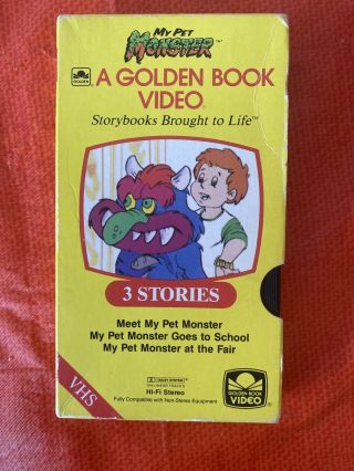 My Pet Monster A Golden Book Video 3 Stories Vhs Vintage