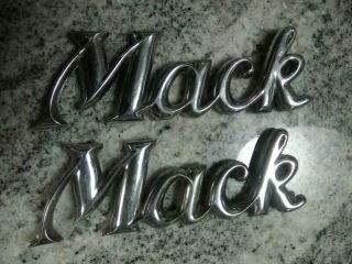 Vintage Mack Truck Metal Emblems Set Of 2