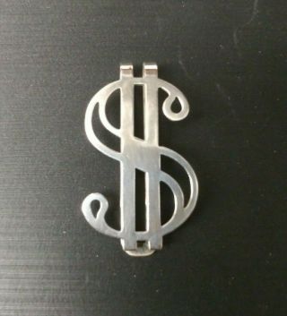 Vintage Sterling Silver Dollar Sign Money Clip