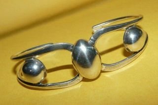 Vintage Modernist Mid - Century Mexico " 925 " Sterling Silver Cuff Bracelet 18.  6g