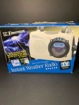 Vtg Emerson Instant Weather Portable Am/fm Tv Band Radio Rp6248