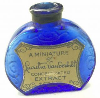 Vintage 1928 Lucretia Vanderbilt A Miniature Cobalt Blue Perfume Bottle