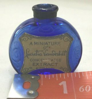 Vintage 1928 Lucretia Vanderbilt A Miniature Cobalt Blue Perfume Bottle 3