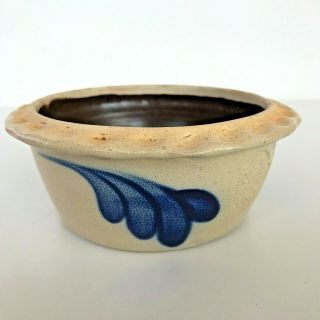 Vintage Shadowlawn Pottery Stoneware Blue Salt Glaze Apple Baker Delavan Wi 2001