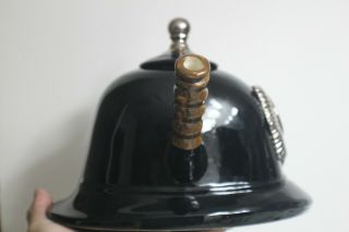 Vintage England Swineside Teapottery Black Policeman Helmet Teapot 3