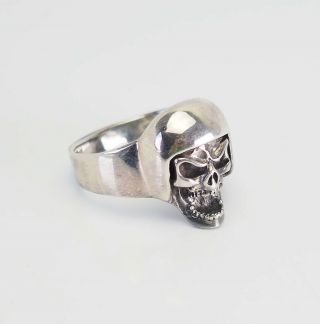 Vintage Sterling 925 Silver Skeleton Skull In Helmet Biker Goth Ring Size 15