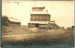 Vintage 1910s Cowles,  Nebraska Rppc Real Photo Postcard Grain Elevator Scene
