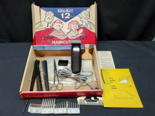 Vintage Kru Kut Haircut Set W/ John Oster Model 85 Clippers &