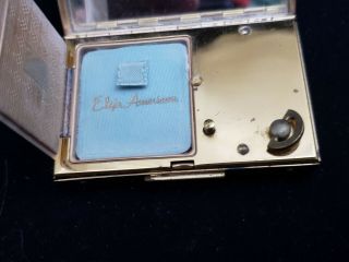 Vintage Elgin American Gold Tone Music Box Compact With Case It