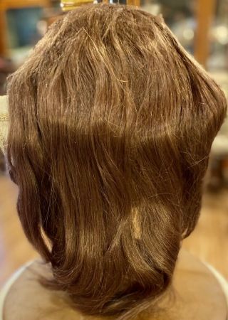 9 Vintage Long Brunette Human Hair Doll Wig