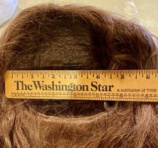 9 Vintage Long Brunette Human Hair Doll Wig 3