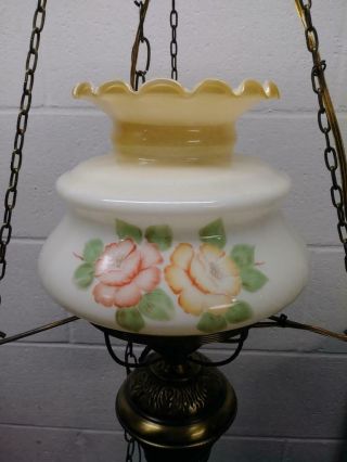 Vintage Hanging Ceiling Hurricane Lamp With Chimney Mid Century