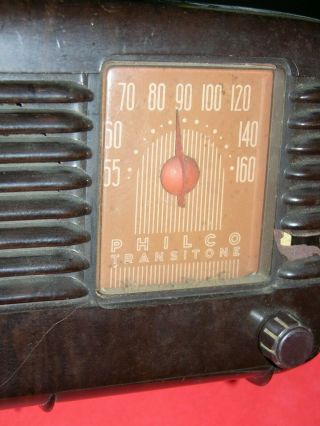 Vintage Art Deco PHilCO Transitone Bakelite AM Tube Radio 46 - 200 Parts Repair 2