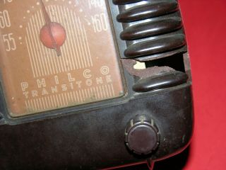 Vintage Art Deco PHilCO Transitone Bakelite AM Tube Radio 46 - 200 Parts Repair 3