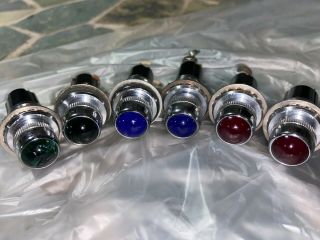 6 Dialco Vintage 1/2 " Indicator Panel Lights Red Blue Green