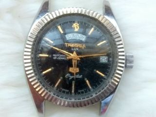 Vintage Tressa Lux 99 Crystal 21j Automatic Day / Date Swiss Made Men Watch