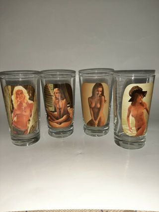 4 Vintage/ Retro Sip And Strip Nude Hi Ball 5 " Glasses