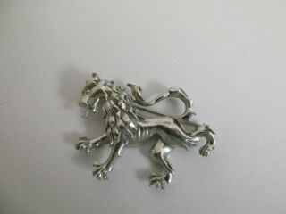Vintage Crown?trifari Signed Gothic Lion Brooch Pin Silver Tone Color