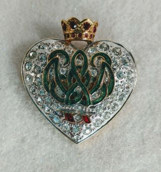 Vintage Carolee Treasures Of The Duchess Heart With Crown Brooch