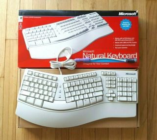 Microsoft Ku - 0045 Ergonomic Natural Keyboard Elite Vintage Ps2,  Usb X06 - 19331