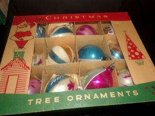 12 Vintage Fantasia Brand Christmas Tree Ornaments W/box Poland
