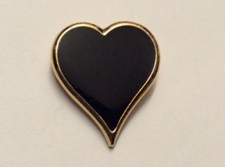 Vintage Signed Sarah Coventry Black Heart Pin Brooch