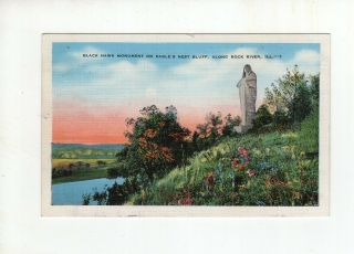Vintage Post Card - Black Hawk Monument - Eagle 