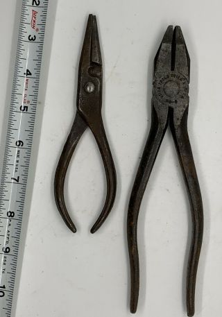 Vintage Utica 50 - 8 Side Cutting Linesman Pliers 8 " Made In Usa,  Needle Nose Unmk