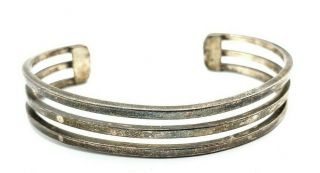Vtg Solid Sterling Silver Cuff Bracelet Fits A Size 7 And 7/16 " Wide 22g