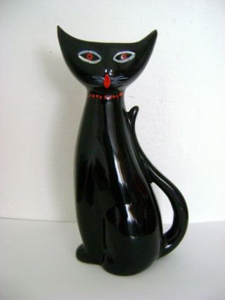 Vintage Arthur Wood Scoop Head Black Cat 7.  5 " Vase 4236 - Gold Backstamp - A/f