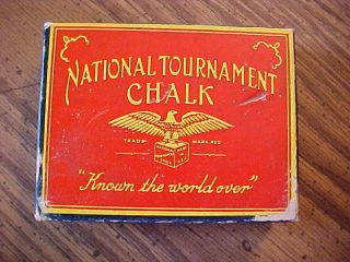 Vintage Box Of National Tournament Chalk 9 Blue Billiards Pool Cue Chalk