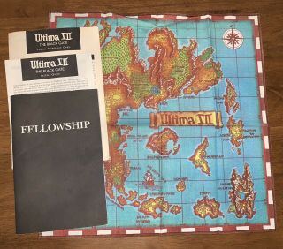 Vintage Ultima Vii: The Black Gate Origin Pc Game Cloth Map Reference Card Guide