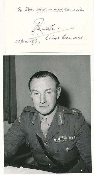 General Sir Mervyn Butler - Signed Card W/vintage Photograph