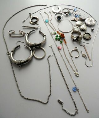 Vintage Modern Silver 925 Bracelets Necklaces Earrings Rings Pendants Scrap Use