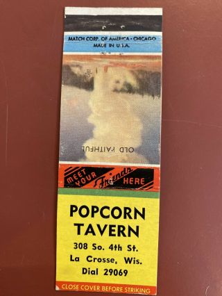 Vintage Matchbook La Crosse Wisconsin Wis Popcorn Tavern