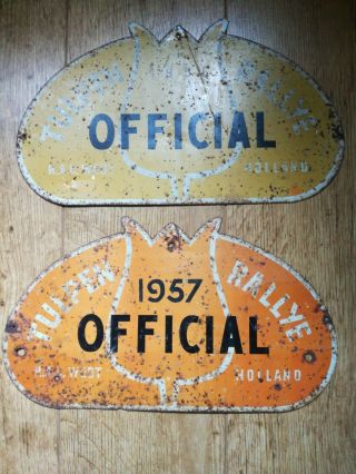 2 X Vintage Tulpen Rallye Plate Official 1955 & 1957
