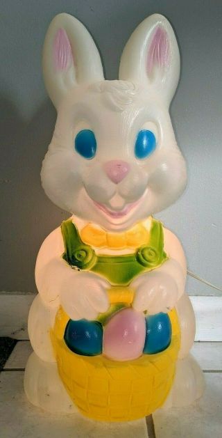 Vintage Easter Bunny Rabbit Blow Mold Basket 19” General Foam Usa